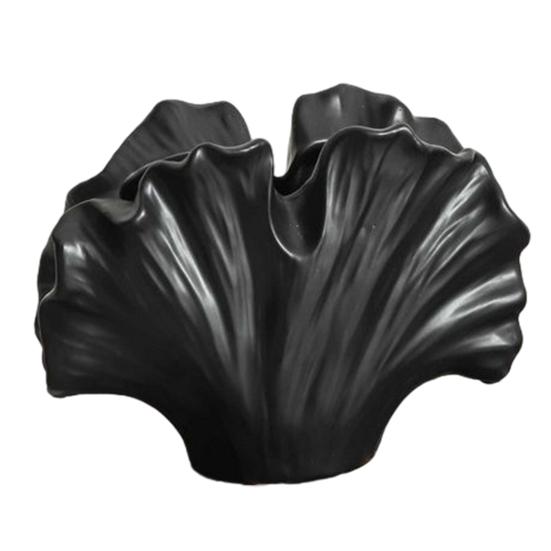 Ceramic Ginkgo Leaf Flower Vase Artistic Leaf Shape чёрный