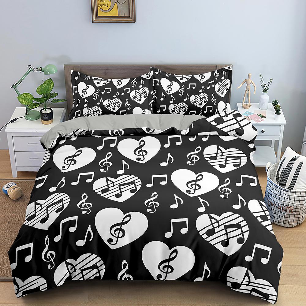 Love Duvet Cover Set Heart Shaped Pattern Romantic Theme Comforter Cover with Pillowcases for Girls Women King Queen Full Size