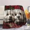 Maltese dog and roses,pattern Flannel Blanket, High quality Comfortable for All Seasons, Home Decor, Warmth and Comfort, Perfect for Gifts.