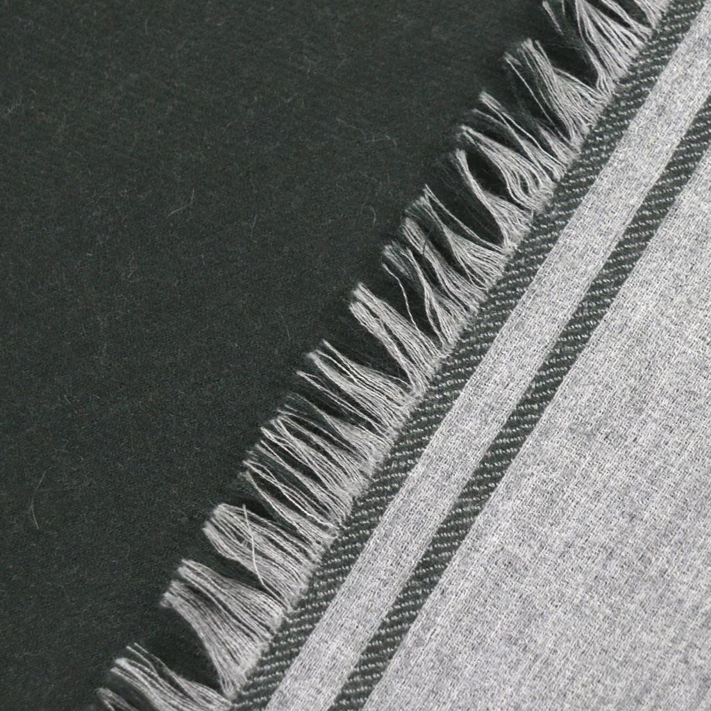 Excellent HERMES Scarf Large fringed stole gray cashmere mens Used