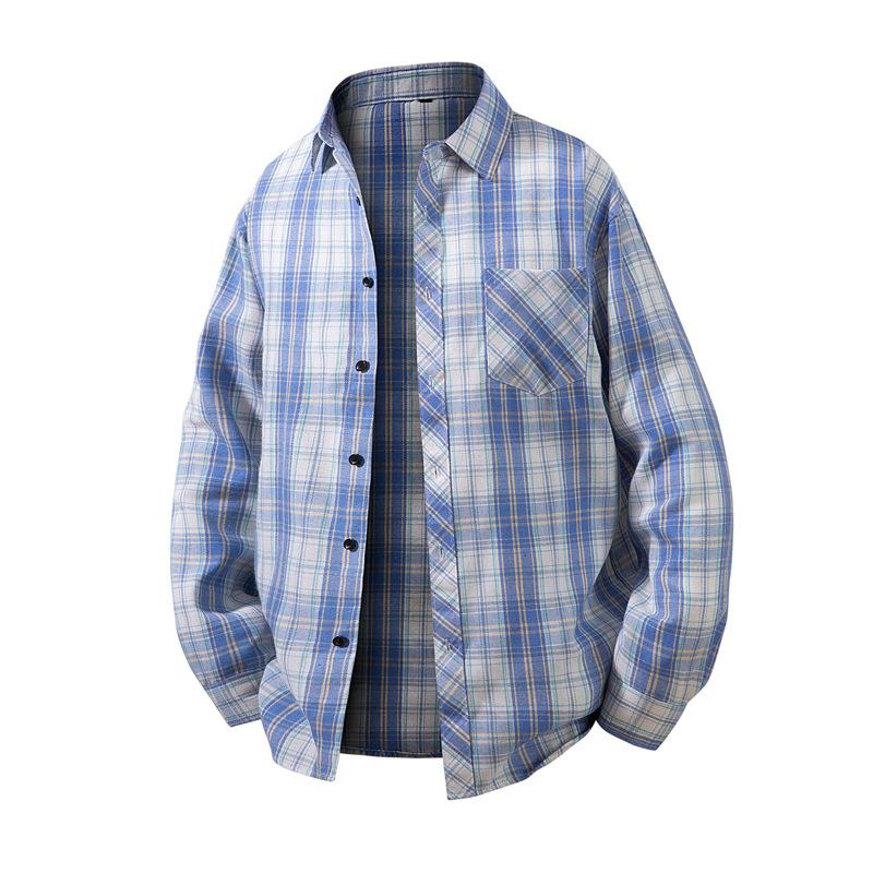 Men's Plaid Flannel Shirt Casual Long Sleeve Button Down Shirt Oversized Check Blouse