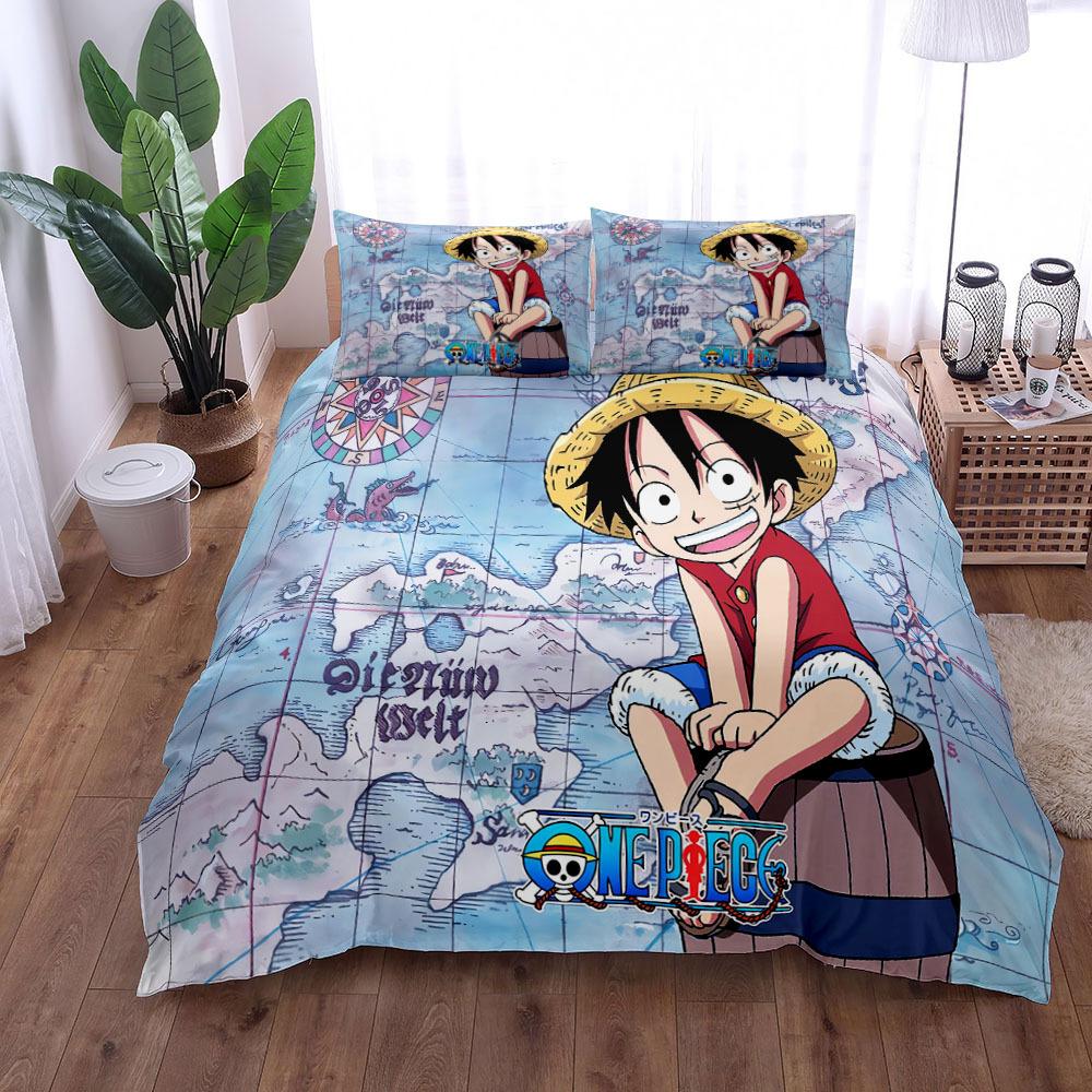 Anime O-Ones Pieces Bedding Set Japanese Luffys Duvet Cover Pillowcase for Children Boys Gift Single Queen King Size