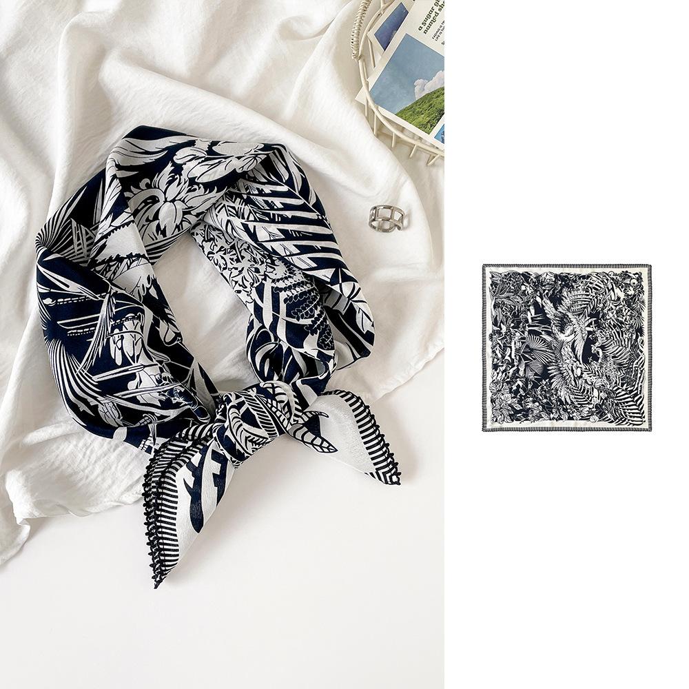 Summer 61 Silk Collection Women's Silk Scarf Medium Square Scarf Double Crepe Fashion Sunscreen Silk Scarf Mulberry Silk Lace Premium Sense