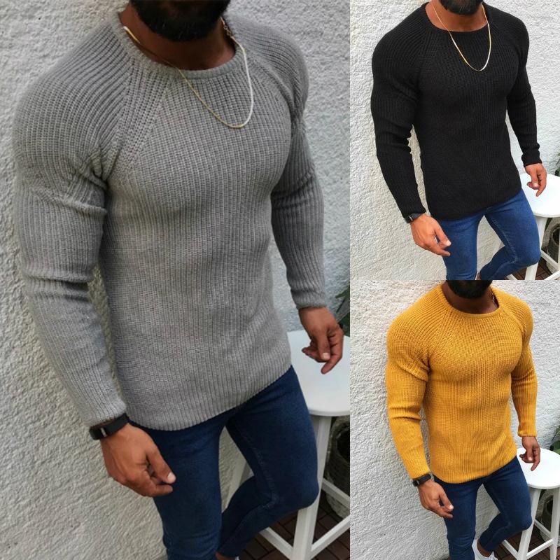 Men S Slim Fit Long Sleeve Round Neck Pullover Winter Sweater