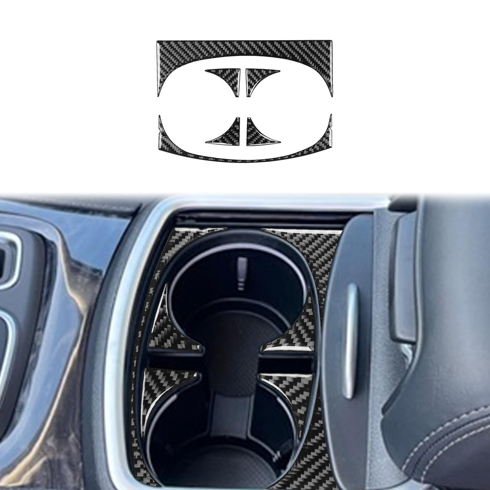 6x Real Carbon Fiber Console Water Cup Holder Cover Trim for Chrysler 300 11-23