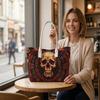 Aztec Skull Print Tote Bag Vintage Stylish Shoulder Handbag for Daily Use