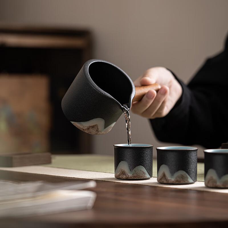 Su-style Ceramic Hand-Painted 'A Thousand Li of Rivers and Mountains' Gongfu Tea Set