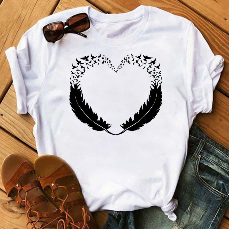 Femei Cartoon Bird Nou Lovely Cute Trend 90 Style Fashion Summer Lady Print Trie Graphic T Top Travel Tshirts Trend T-Shirt