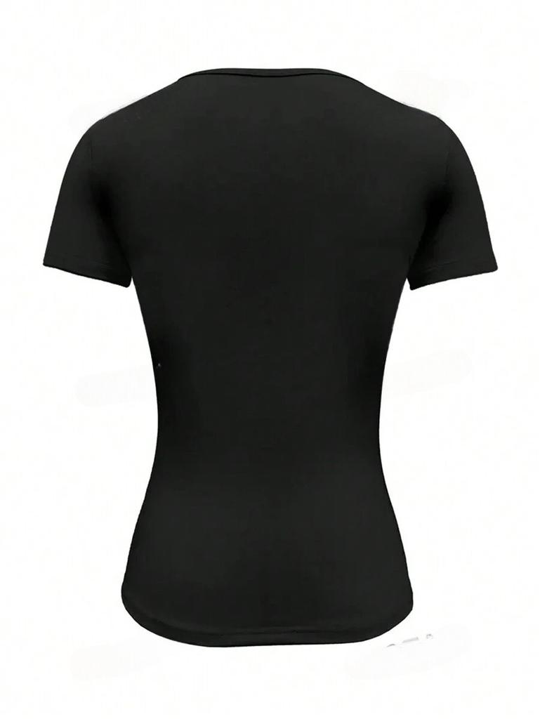 Cropped Slim-fit Round Neck Short-sleeved T-shirt