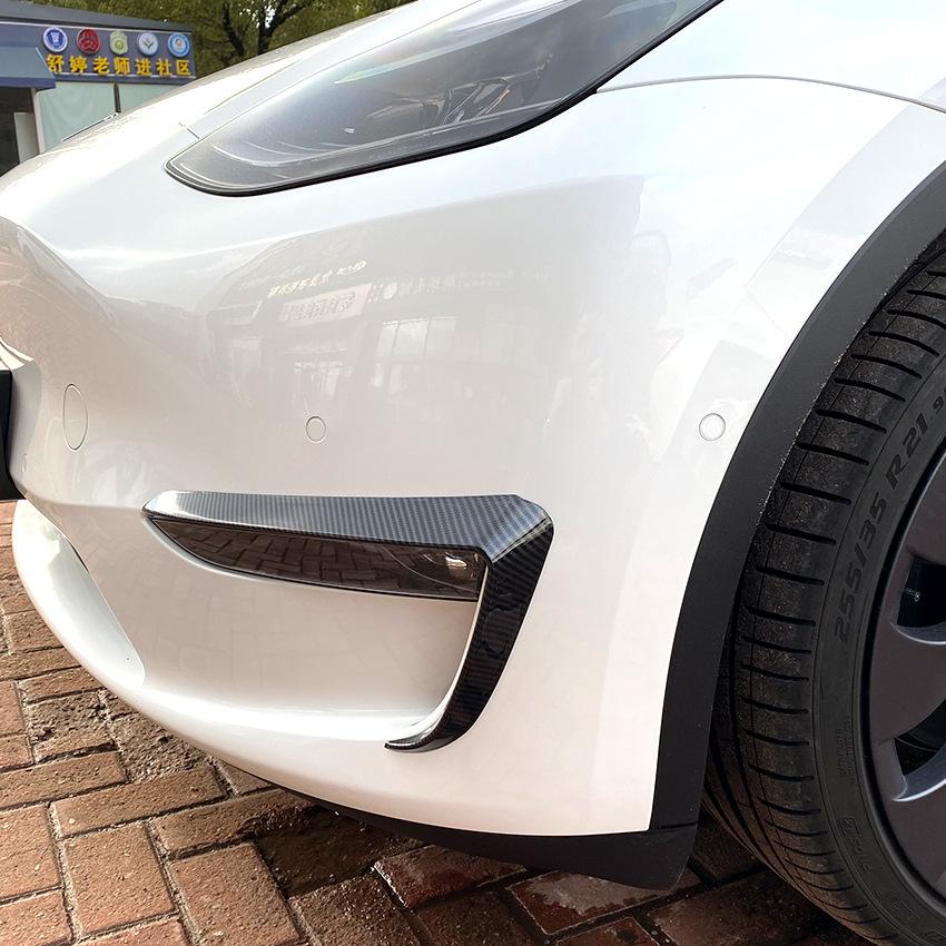 For Tesla Model 3 Model Y 2017-2023 Front Bumper Fog Lamp Wind Knife Spoiler 1Pair Car Fog Lamp Trim Cover Fog Light Eyebrow