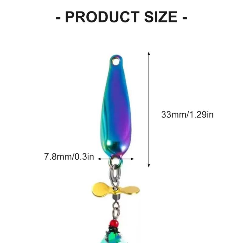 5pcs Spoon Spinner Sequins Baits with Propellers Worm Fly Lures Fly Metal Fly Fishing Baits Fishing Accessories