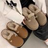2024 Women Casual Shoes Winter New Korean Style Soft Bottom Anti-slippery Versatile Chic Elegant Plush Keep Warm Leather Shoes