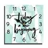 24 Cm Fashion Originality Wooden Square Wall-mounted Clock Quiet Desk Clock for Kitchen Office Living Room Study Dining Room