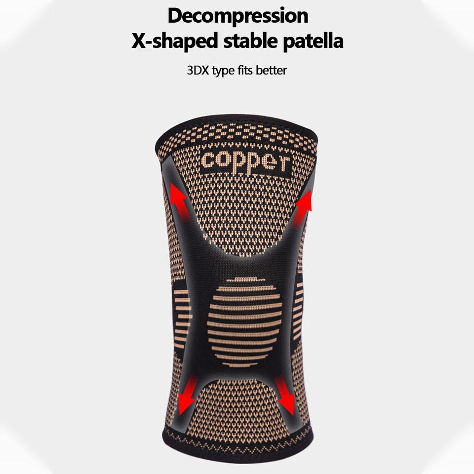 Loogdeel Copper Nylon Knee Brace Compression Support Sleeve For Sports Workout Arthritis Pain Relief