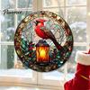 Indoor Hanging Holiday Signs Christmas 2D Acrylic Suncatcher, Stained Glass Style Black Cat Window Hanging, Door Plaques Colorful Plaque with