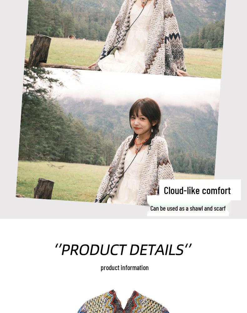 Ethnic Shawl Cape for Travel - Women's Tibetan, Xinjiang, Qinghai, Yunnan Cloak Scarf 