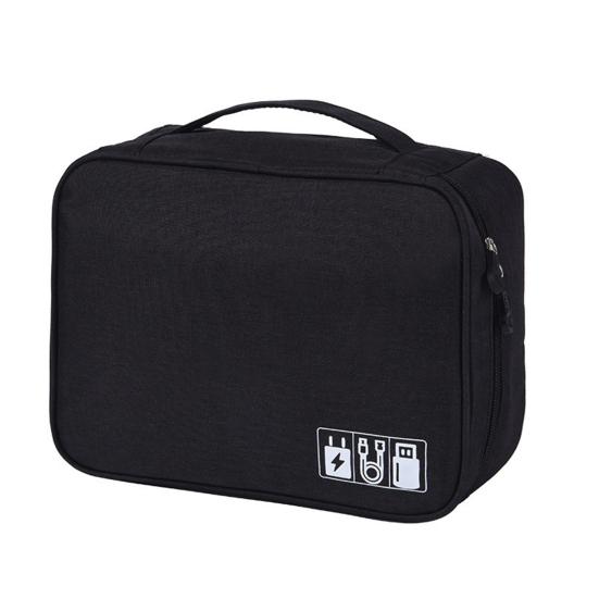 

Сумка для хранения кабелей Органайзер для наушников и зарядных устройств Большая вместимость Застежка-молния Водонепроницаемый чёрный
