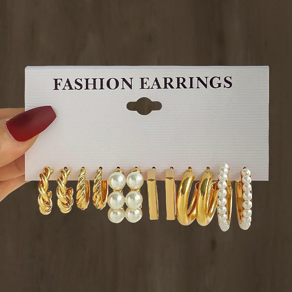 Fashion Style Gold C-chain Earrings Set, Women's Temperament Light Luxury High-end Earrings
