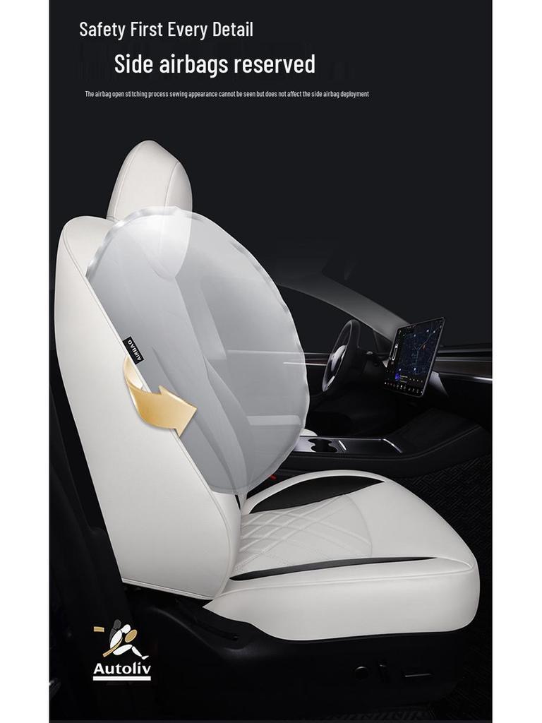 Universal Leather Seat Cushion for Tesla Model Y - All-Season, 5-Seater Fit