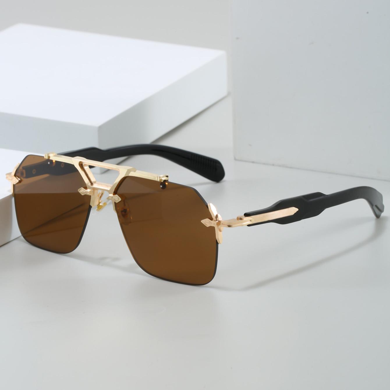 

Солнцезащитные очки-авиаторы без оправы - Двойная перекладина, Металлическая оправа с защитой от УФ-излучения