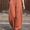 Johnature Women Vintage Ramie Cotton Harem Pants Solid Color Patchwork Pockets Trousers Elastic Waist Loose 2026 New Pants