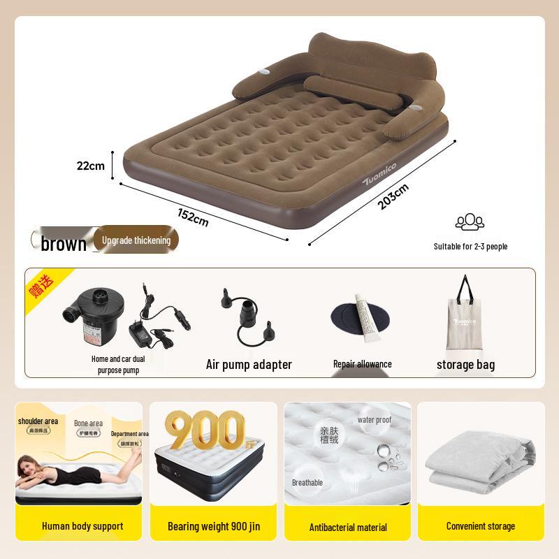 Inflatable Double Mattress with Electric Air Pump - Portable for Home and Outdoor Use