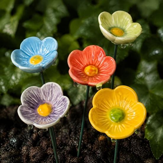 Pollinator Waterer for Insects Ceramic Bee Watering Station, Handmade Colorful Flower Bath, Garden Mini Station Water Dish Bees