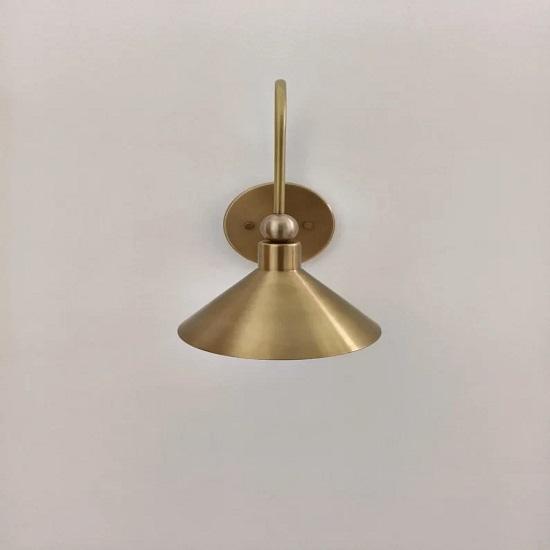 Modern Raw Brass Cone Wall Sconce – Handmade Minimalist Light Fixture