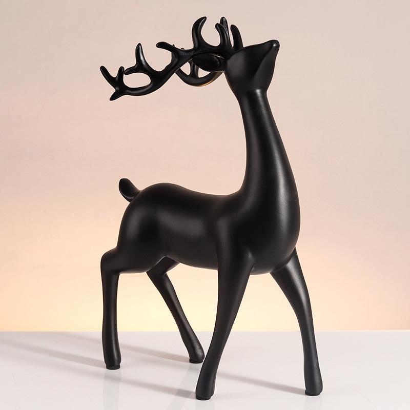 Golden Elk Set of Soft Decor Luxury Style Home Decoration Artwork TV Cabinet and Bookcase Elk Decorative Piece