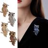 Brooch Owl Shape Sparkling Rhinestones Inlay Metal Pin with Black Eye Embellishment Compact Portable