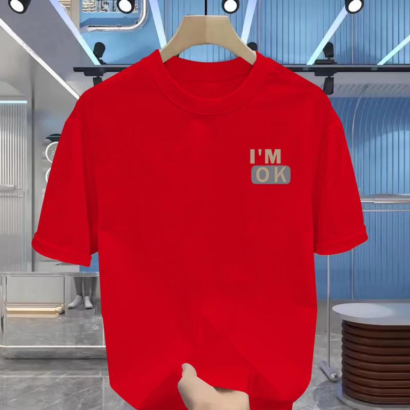 Men's T-shirt Summer Street Jumper T-shirt Men's and Women's Breathable Clothing Classic Letter-printed Cotton Short-sleeved Top