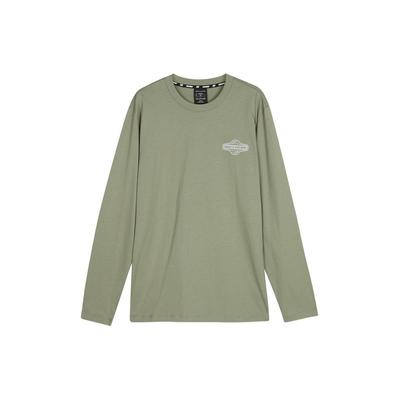 Solid Color Casual Round Neck Long Sleeve T-Shirt Men Tops Rock-Green L323M115-01DR