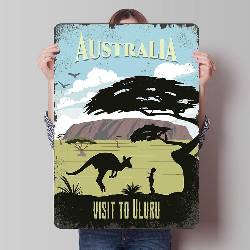 

Australia Uluru Travel Printed Poster Customized Wall Art Retro Vintage Metal Tin Signs for Room Decoration Home Decor Items 7.9x11.8In(20x30cm)