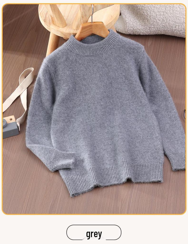 Autumn/Winter Boys' Cashmere Half-High Collar Pullover Sweater - Korean Style Knitwear for Children