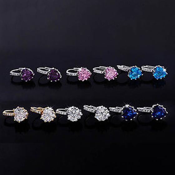 Kvinnor Elegant Söt Glänsande Kärlek Hjärta Rhinestone Inläggningar Ear Studs Hoop Örhängen