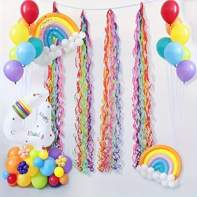 4pcs Rainbow Swirl Tassel Garlands - For Classroom, Ceiling & Party Decorations, Balloon Honeycomb Lanterns for Birthdays & More