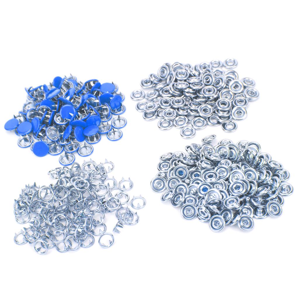 100 Set Snap Button Colorful Brass Prong Press Stud Sewing Fasteners with Installation Tool