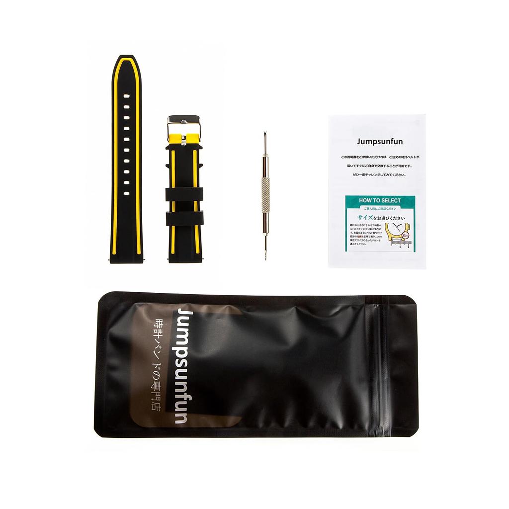 Jumpsunfun 20mm Rubber Watch Band with Silicone Quick Sporty Replacement Black Release, Strap,