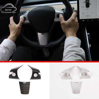 For Tesla Model 3 2017- Stainless Steel Steering Wheel Cover Panel Patch Car Interior Decoration Frame Accessories