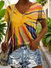 Women's T Shirt Print Graphic Geometric Abstract Vintage Stylish Classic Short Sleeve V Neck Regular Tops Summer Spring