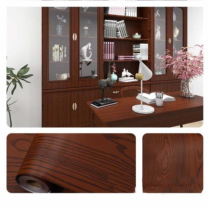 Wood Grain Self-Adhesive Film Waterproof Vinyl Wrap Furniture Renovation Home Decor Cabinets Wardrobes Tables Makeovers
