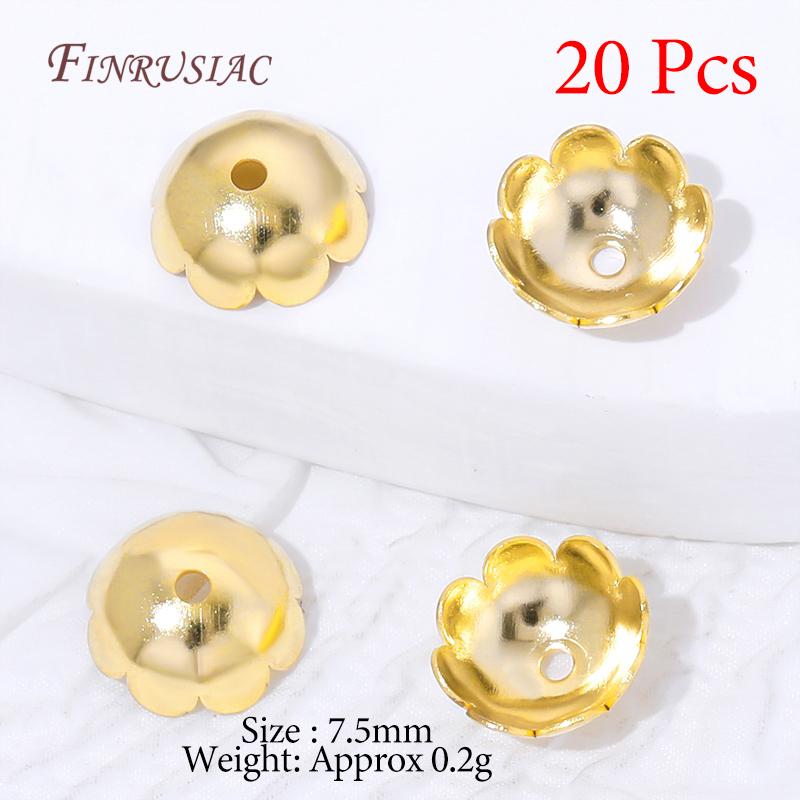 Multiple Styles 18K Gold Plated Beads Caps For Jewelry Making,Brass Flowers Caps For Bracelets DIY Accessories,Tassel End Cap