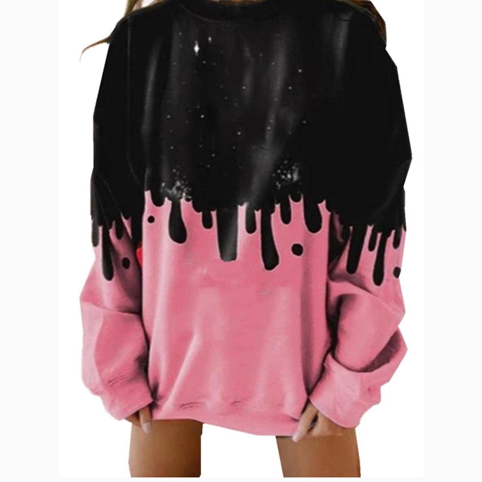 

Женский свитшот Топы Большой размер Длинный рукав Тай-дай Повседневные Пуловеры Топы Осенне-зимняя одежда Женская S розовый