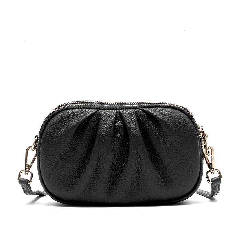 Ladies Soft Retro Cowhide Small Crossbody Bag Female Casual Luxury Designer Handbags Women Cow Leather Phe Shoulder Bags Lady