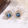 S925 Sterling Silver Korean Zircon & Blue Diamond Stud Earrings - Elegant & Trendy Women's Fashion
