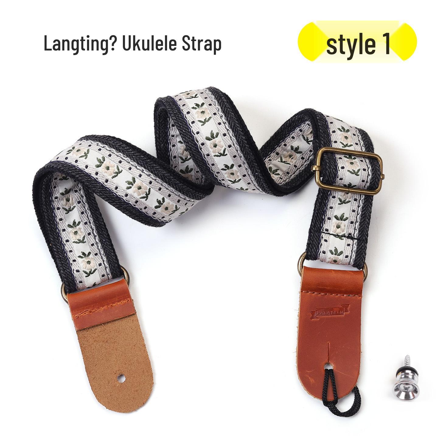 Langting Embroidery Universal Ukulele Shoulder Strap for 21, 23, 26 Inch Ukuleles With Color Box