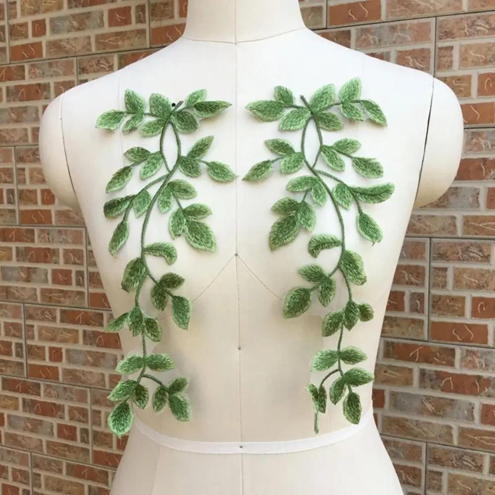 

Fashion Lace Organza Lace Trim Embroidere DIY DIY Applique Leaves Applique Patch Clothes зелений