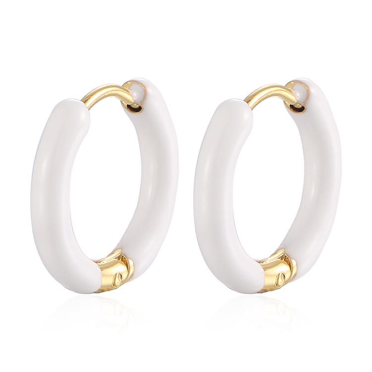 Round Wire Oil Drop Circle Stainless Steel Earrings - Retro Dopamine Design