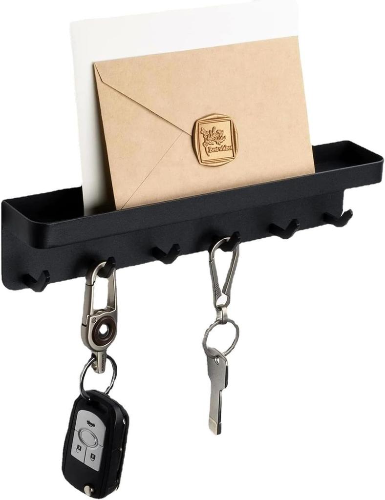 Wall-Mounted Mail Storage Rack, Modern Mail Key Hangers Hooks for Wall Decorative, Key Holder with 6 Hooks