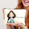 Trendy Vintage Style Makeup Bag Cute Girl Pattern Travel Handbag Toiletry Bag Pencil Case Zipper Cosmetic Bag